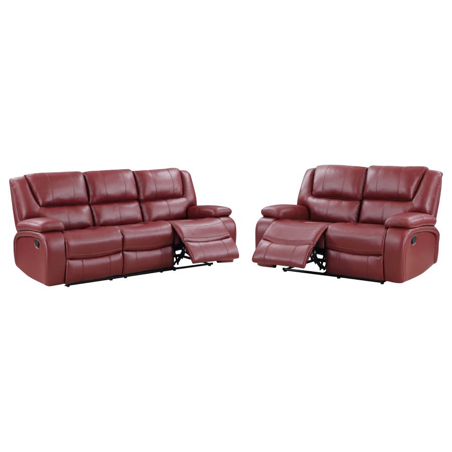Camila 2-piece Upholstered Reclining Sofa Set Red - 610241-S2
