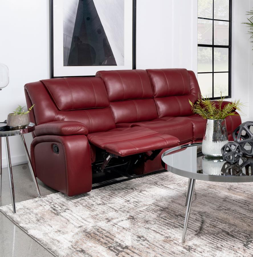 Camila Upholstered Motion Reclining Sofa Red - 610241
