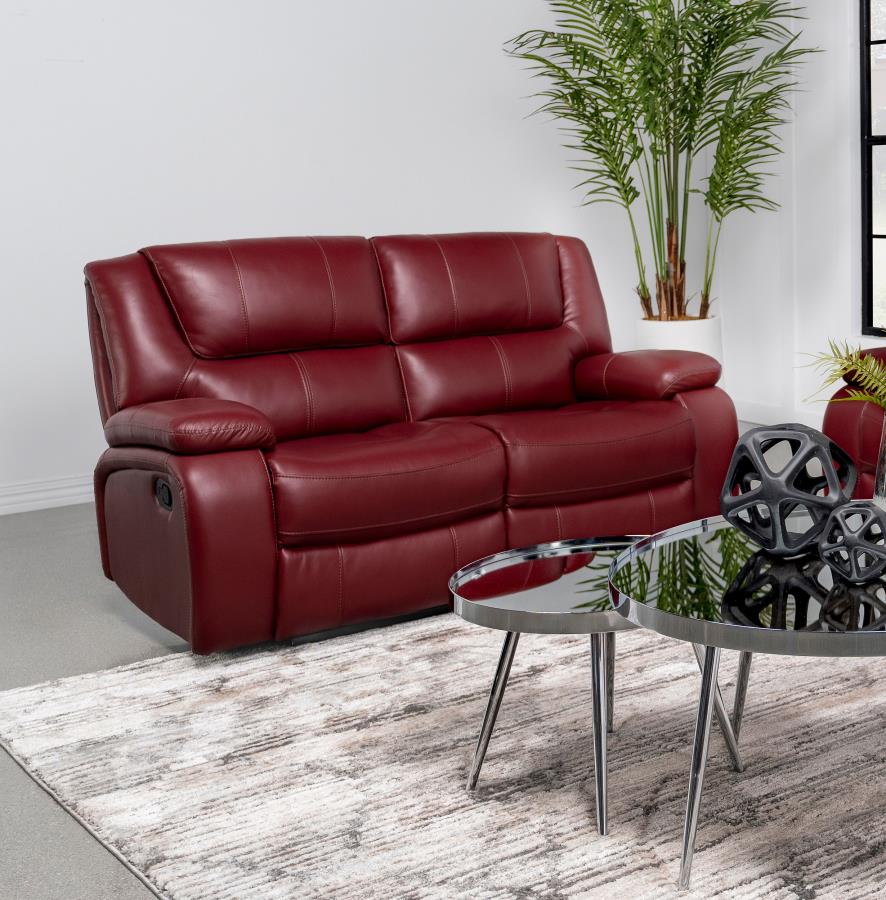 Camila Upholstered Motion Reclining Loveseat Red - 610242