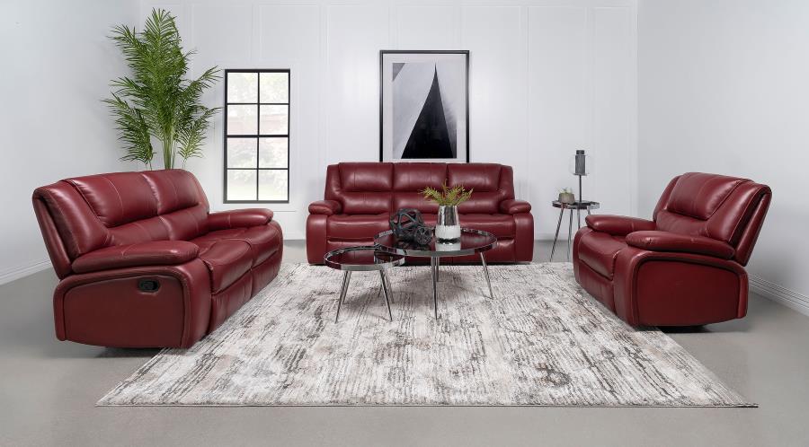 Camila Upholstered Motion Reclining Loveseat Red - 610242