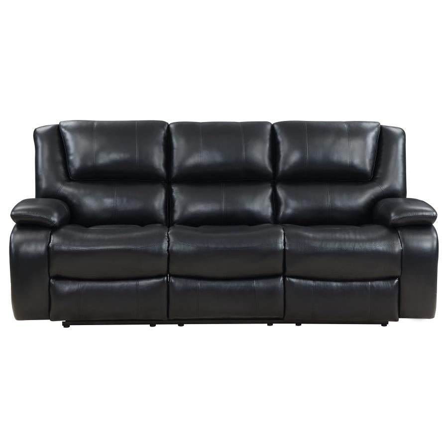 Camila Upholstered Motion Reclining Sofa Black - 610244