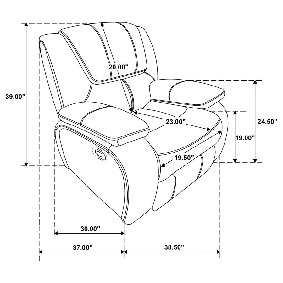 Camila Upholstered Glider Recliner Chair Black - 610246