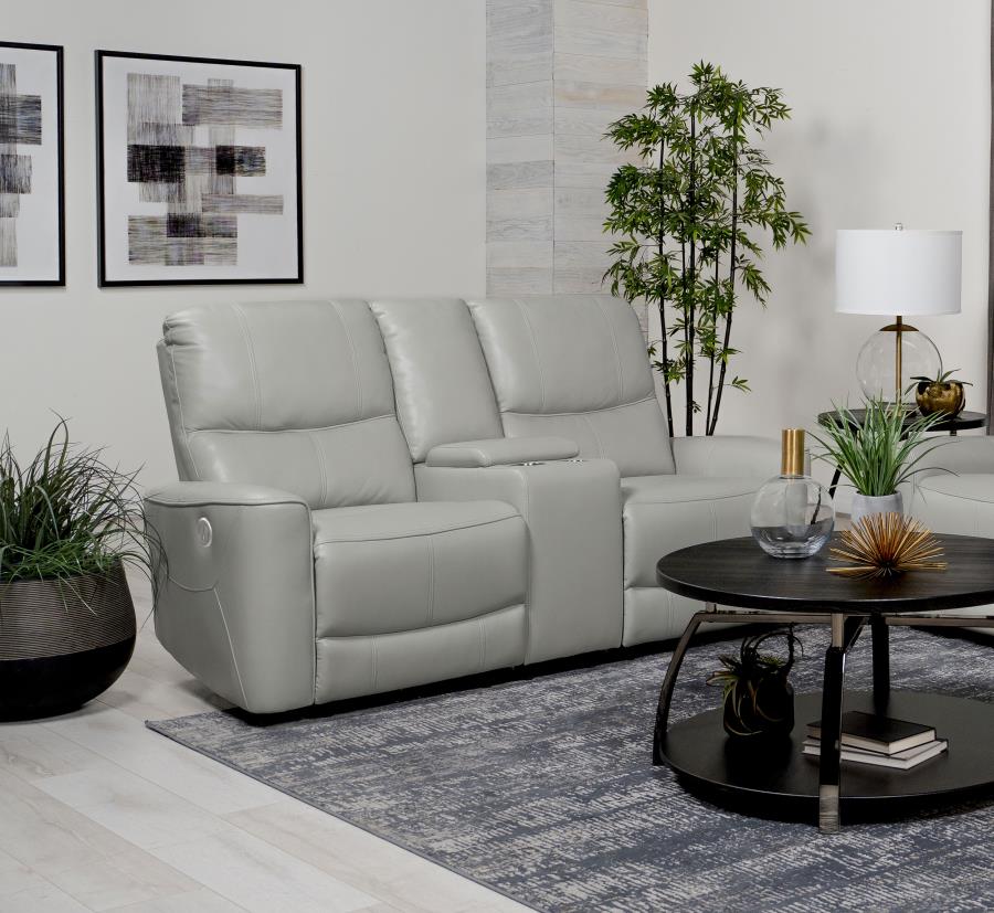 Greenfield Upholstered Power Reclining Loveseat Dove Grey - 610262P