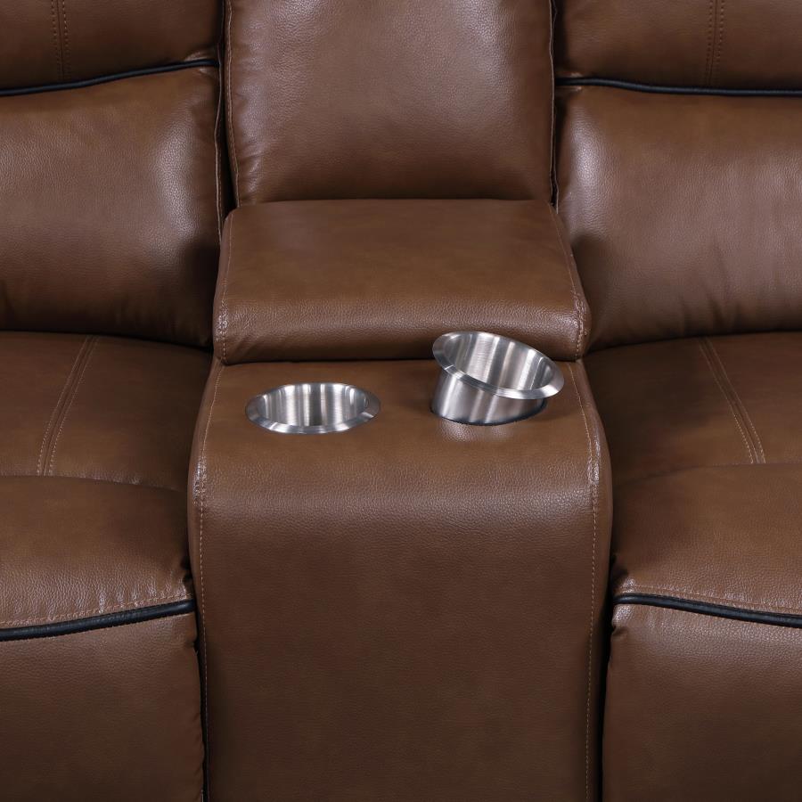 Greenfield 2-piece Power Reclining Sofa Set Saddle Brown - 610264P-S2