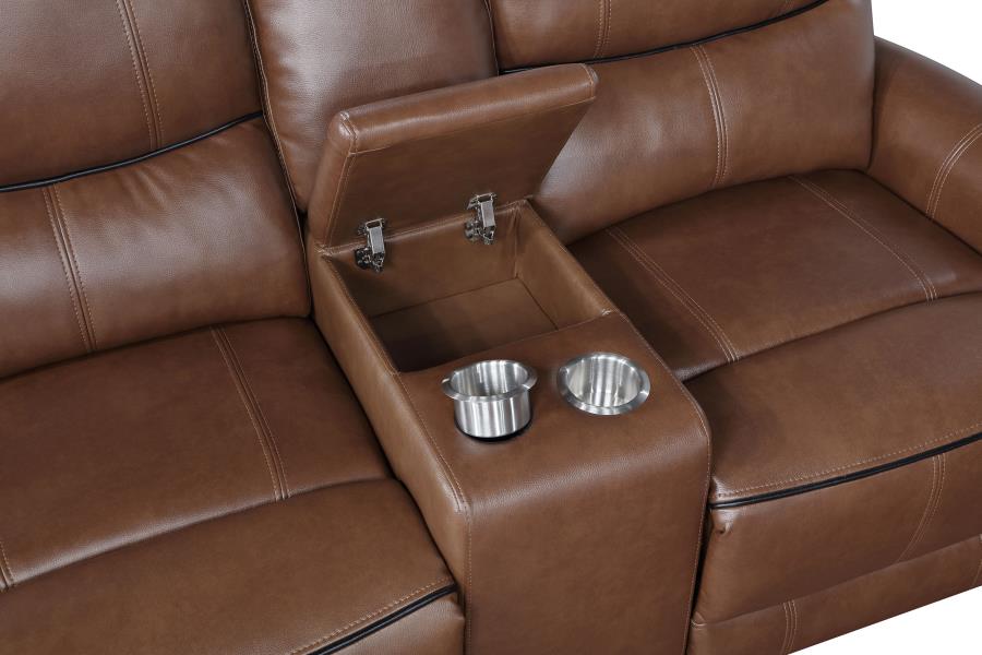 Greenfield 3-piece Power Reclining Sofa Set Saddle Brown - 610264P-S3