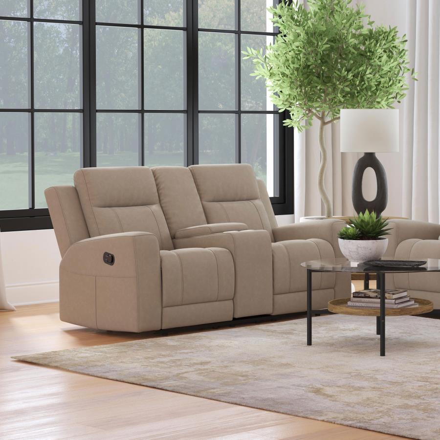 Brentwood Upholstered Motion Reclining Loveseat Taupe - 610282