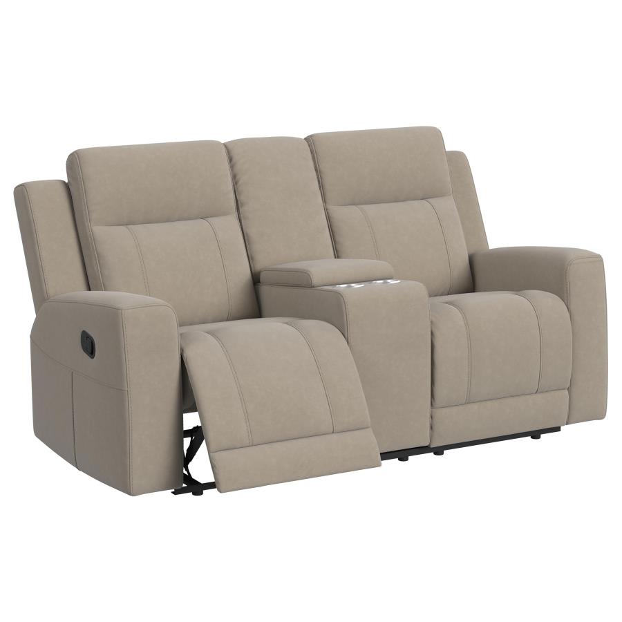Brentwood Upholstered Motion Reclining Loveseat Taupe - 610282