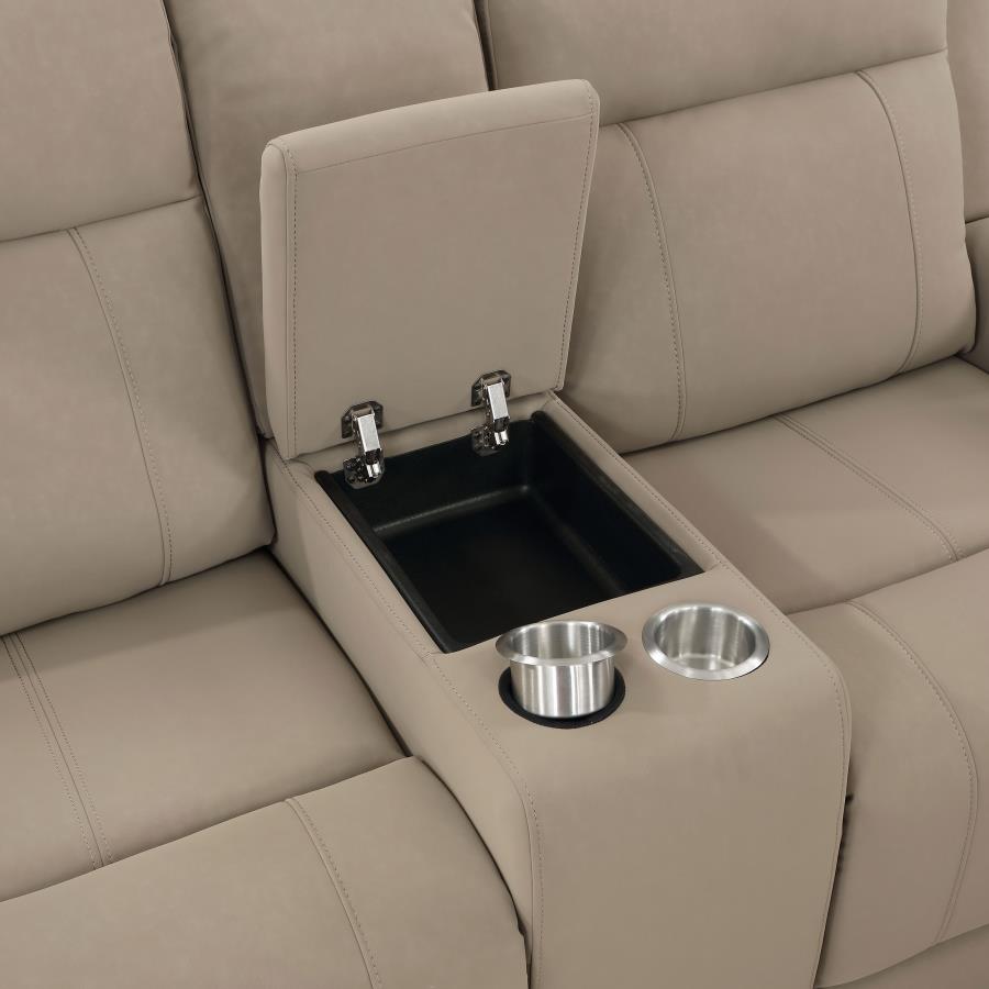Brentwood Upholstered Motion Reclining Loveseat Taupe - 610282