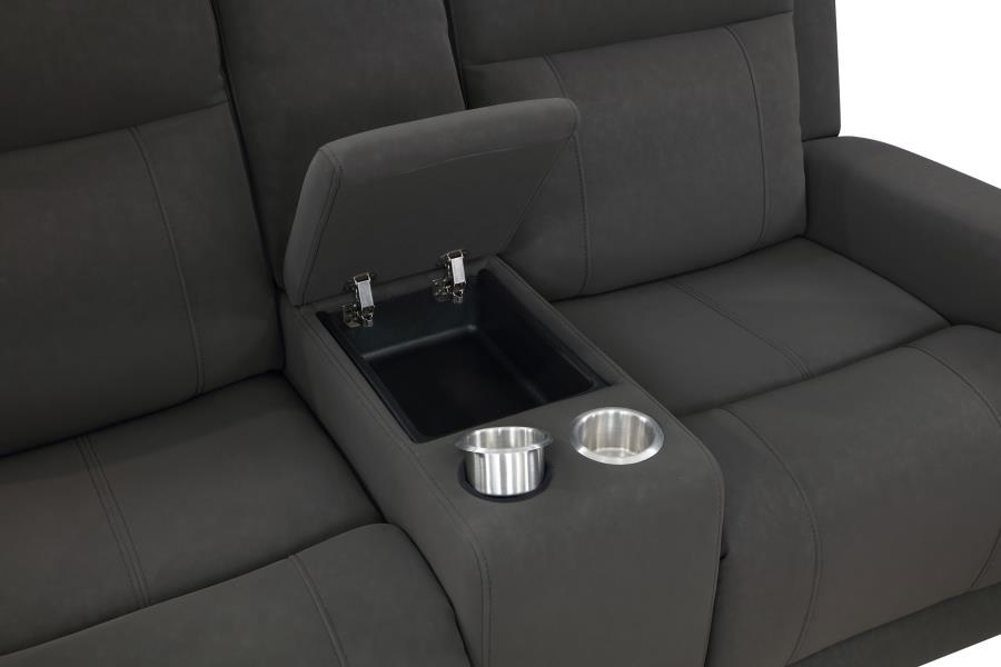 Brentwood Upholstered Reclining Loveseat Dark Charcoal - 610285