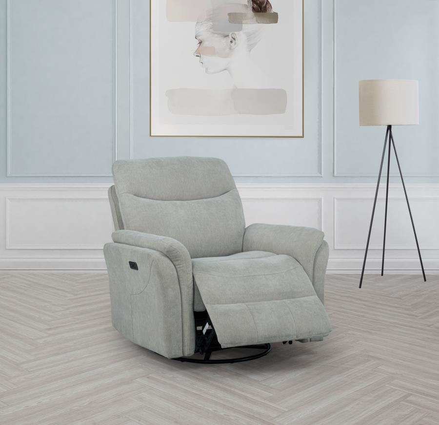 Adler Upholstered Power Swivel Glider Recliner Ivory - 610423P
