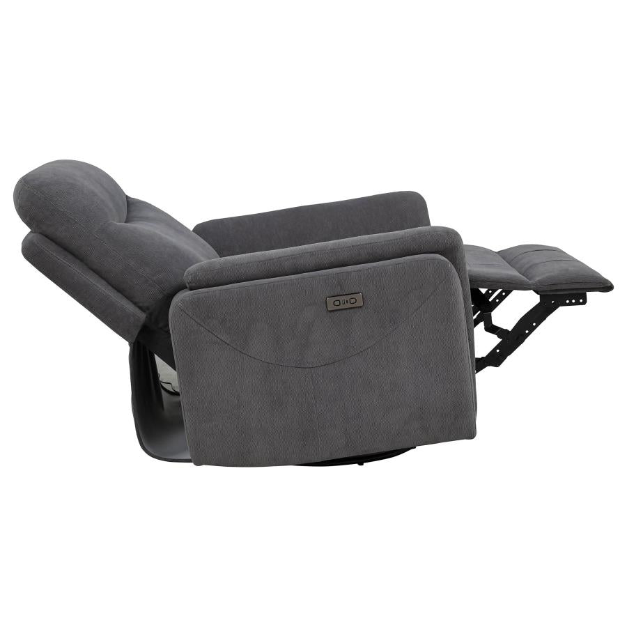 Adler Upholstered Power Swivel Glider Recliner Charcoal Grey - 610443P