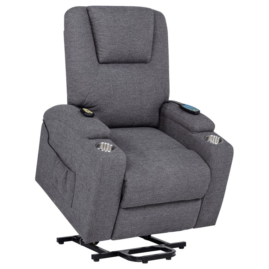 Louie Chenille Upholstered Power Lift Massage Chair Grey - 610453P