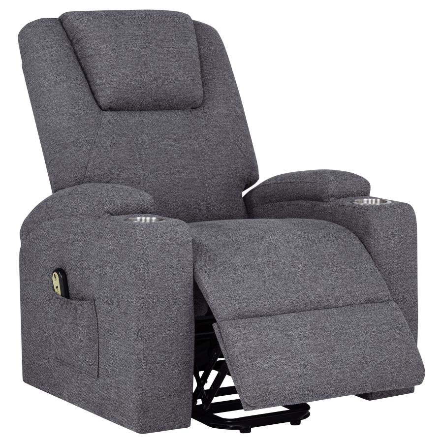 Louie Chenille Upholstered Power Lift Massage Chair Grey - 610453P