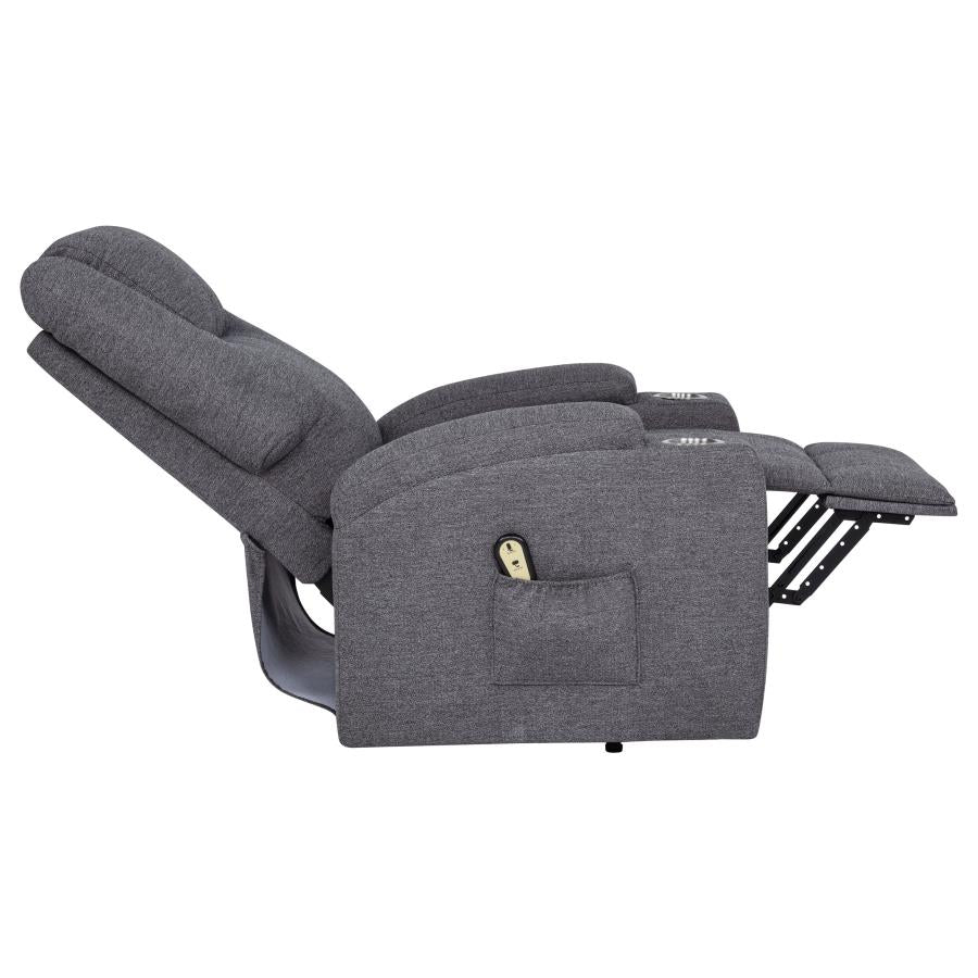 Louie Chenille Upholstered Power Lift Massage Chair Grey - 610453P