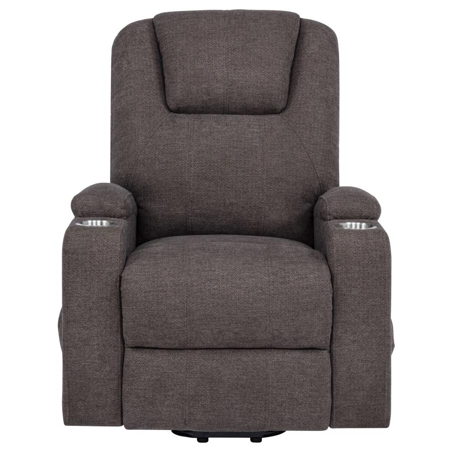 Louie Chenille Upholstered Power Lift Massage Chair Brown - 610463P