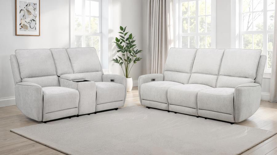 Sylmar 2-piece Chenille Power Reclining Sofa Set Dove Grey - 610521P-S2