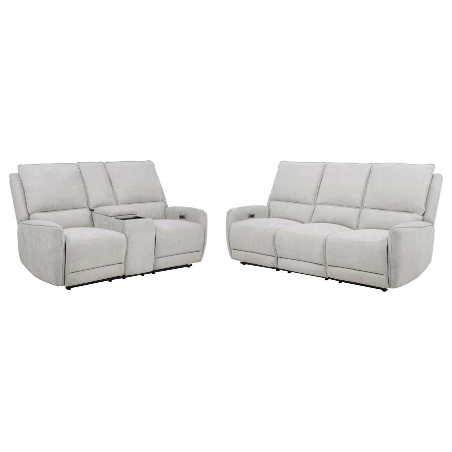 Sylmar 2-piece Chenille Power Reclining Sofa Set Dove Grey - 610521P-S2