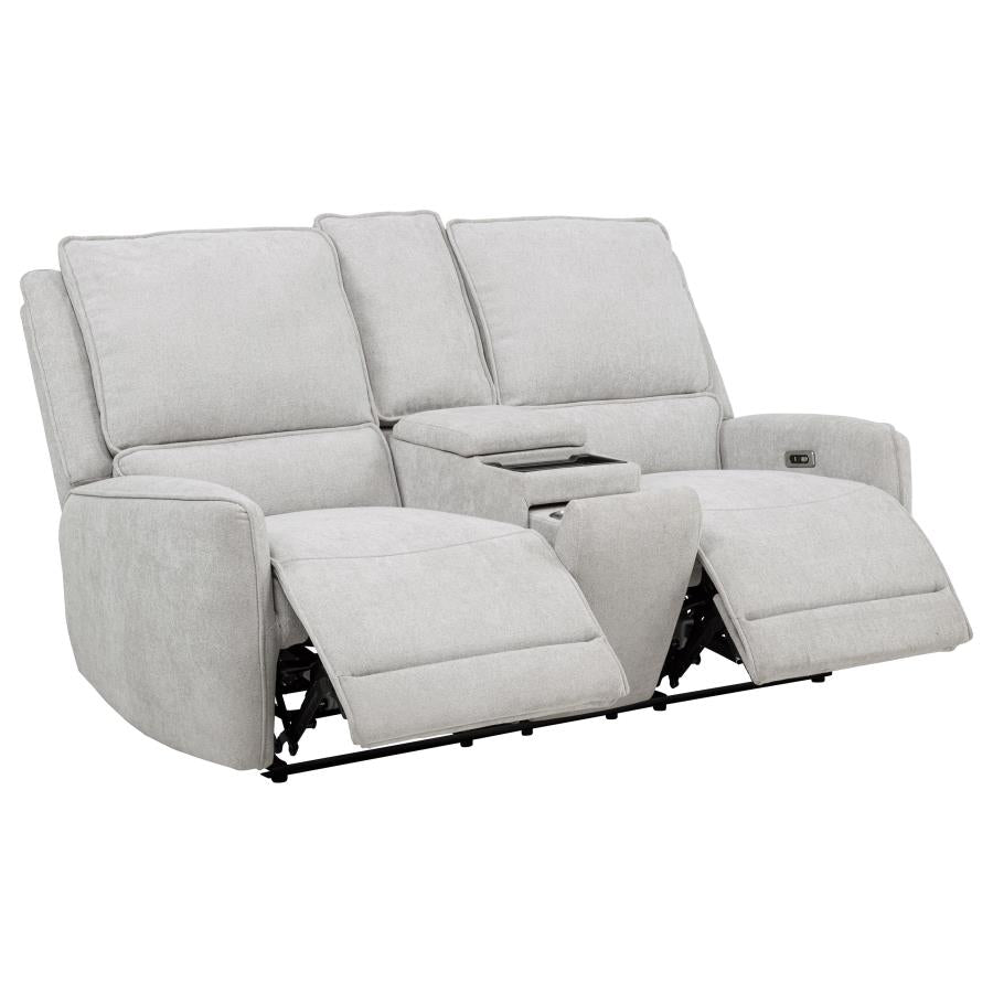 Sylmar Chenille Upholstered Power Reclining Loveseat Dove Grey - 610522P