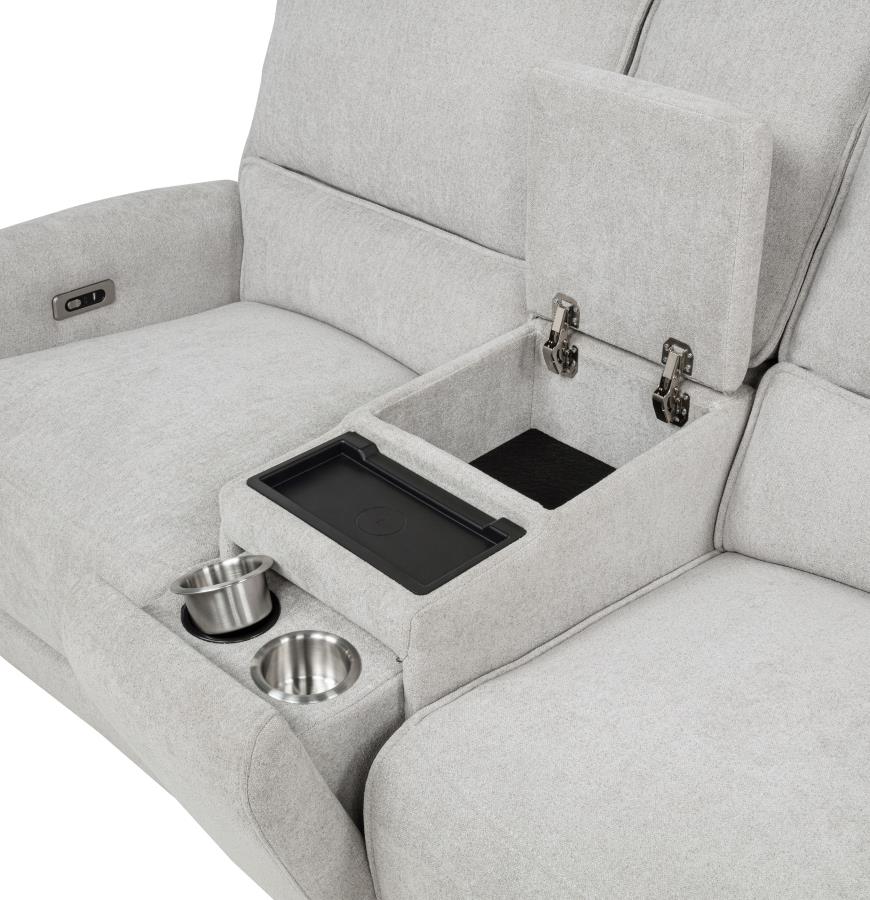 Sylmar Chenille Upholstered Power Reclining Loveseat Dove Grey - 610522P