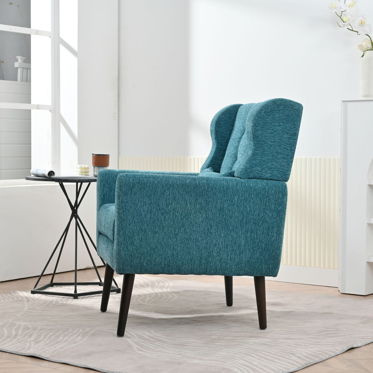 Modern Accent Chair Upholstered Foam Filled Living Room Chairs Comfy Reading Chair Mid-Century Modern Chair With Fabric Lounge Arm Chairs Armchair For Living Room Bedroom