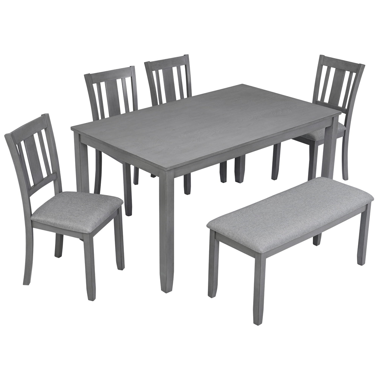 Kitchen Dining Set, Rectangular Dining Table With Upholstered Chairs