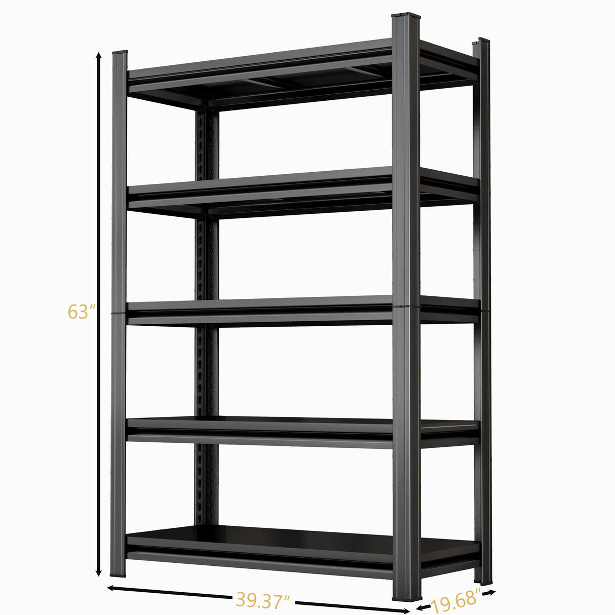 5 Tier Storage Shelves, 2200Lbs Adjustable Metal Shelving Unit - Black