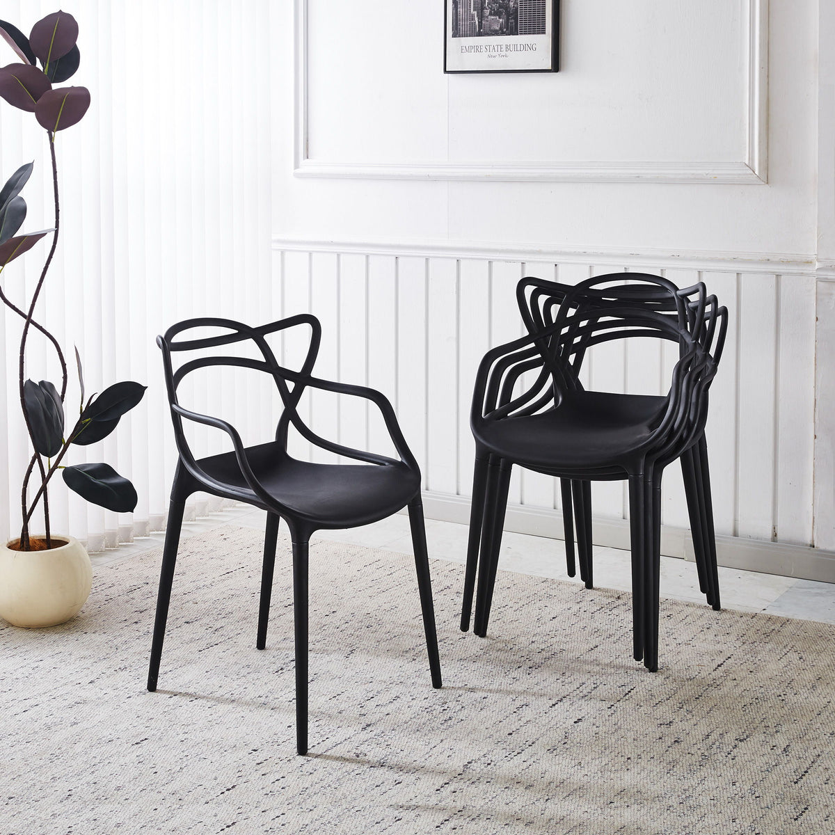 Dining Chair (Set of 4) - Black - Plastic