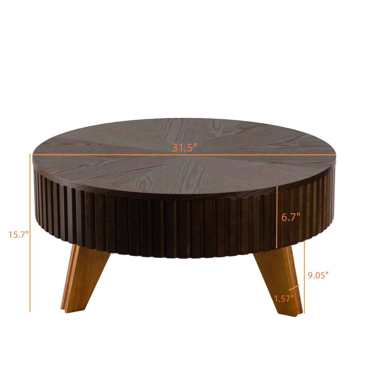 Round Retro Coffee With Solid Wood Legs