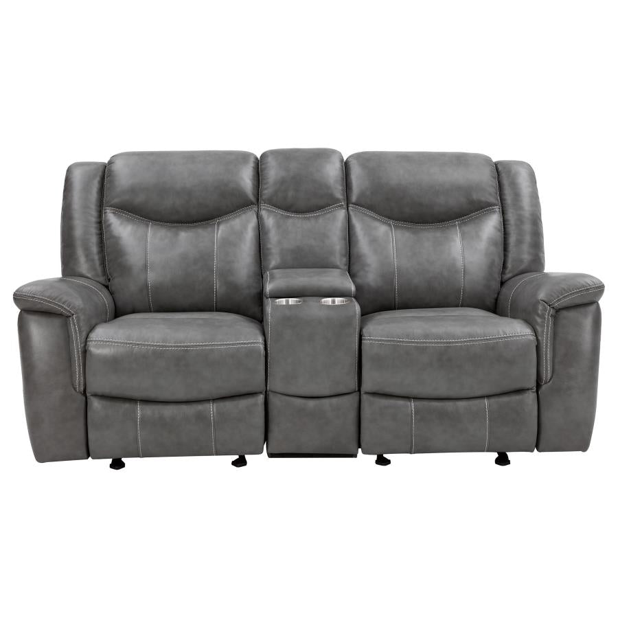 Conrad 2-piece Upholstered Padded Arm Motion Sofa Set Grey - 650354-S2