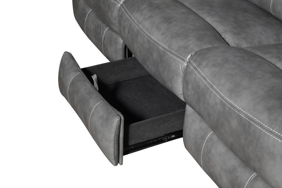 Conrad 3-piece Upholstered Padded Arm Motion Sofa Set Grey - 650354-S3
