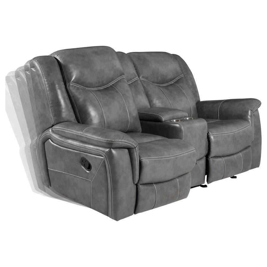 Conrad Upholstered Padded Arm Glider Loveseat Grey - 650355