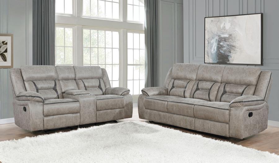 Greer 2-piece Upholstered Reclining Sofa Set Taupe - 651351-S2