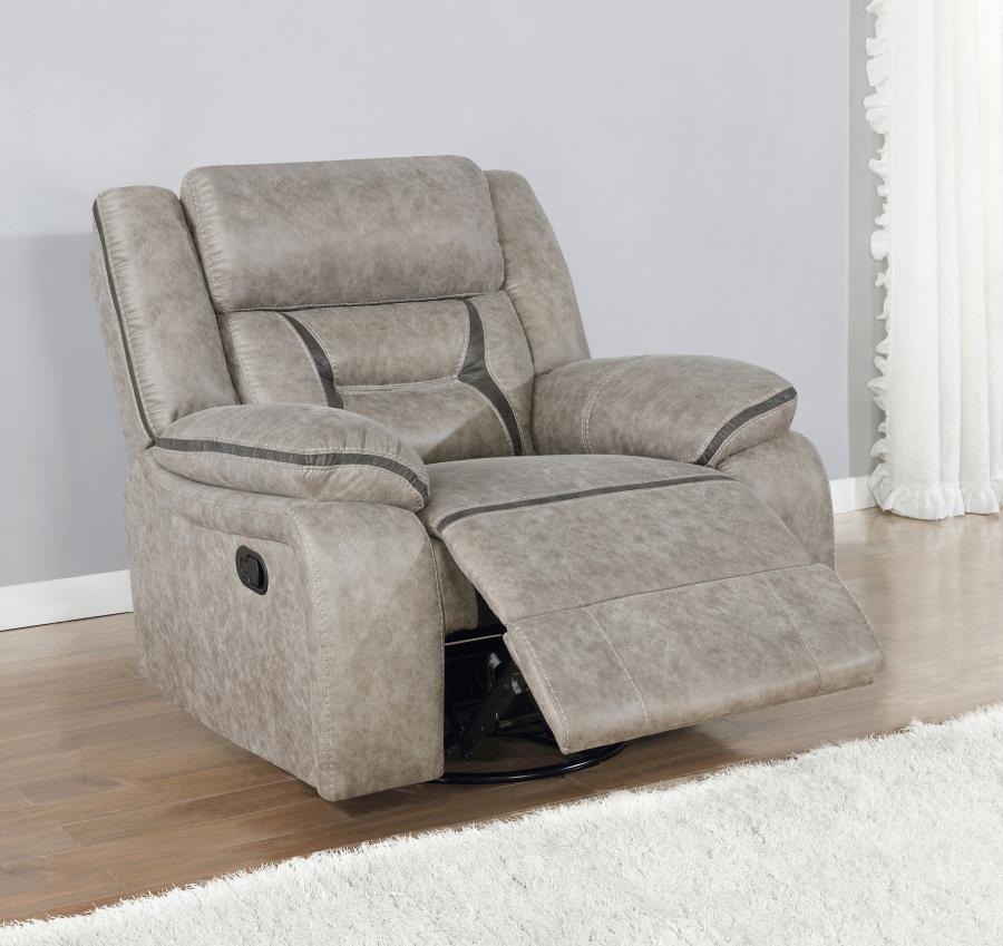 Greer Upholstered Swivel Glider Recliner Chair Taupe - 651353
