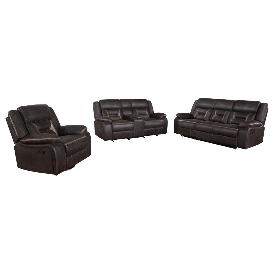 Greer 3-piece Upholstered Reclining Sofa Set Brown - 651354-S3