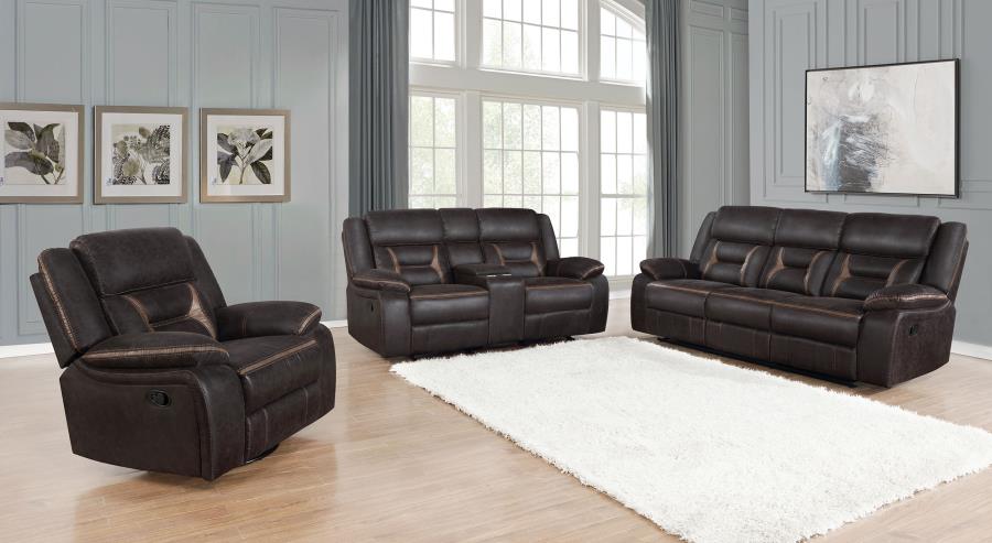 Greer Upholstered Swivel Glider Recliner Chair Brown - 651356