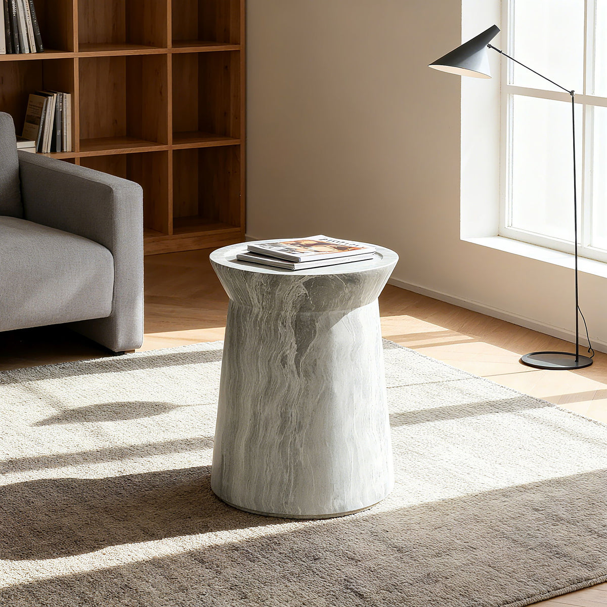 Round Outdoor End Table - Marble