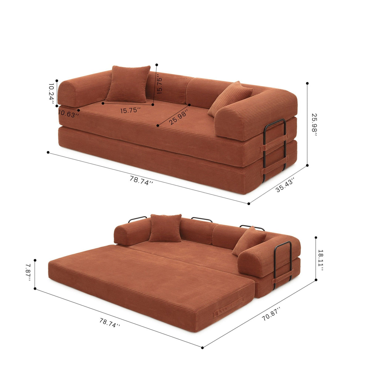 Convertible Foldable Floor Sofa Bed For Living Room