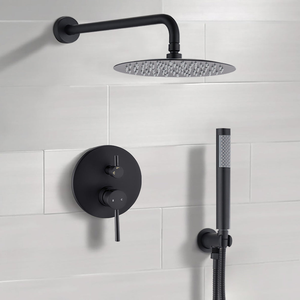 Elegant 10" Round Rain Shower Head And Handheld Set With Adjustable Tilt And Dual Modes
