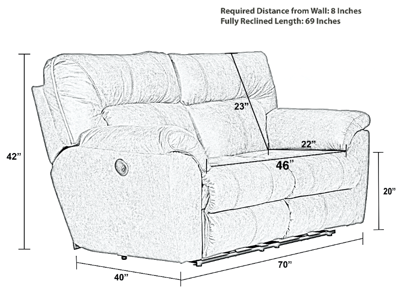 HOLLINS POWER RECLINING LOVESEAT - 62652 1429-49