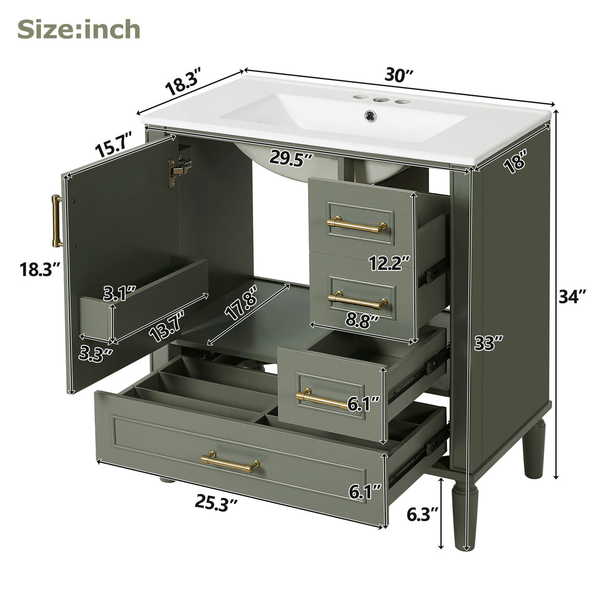 Traditional Bathroom Vanity Set With Soft Close Doors