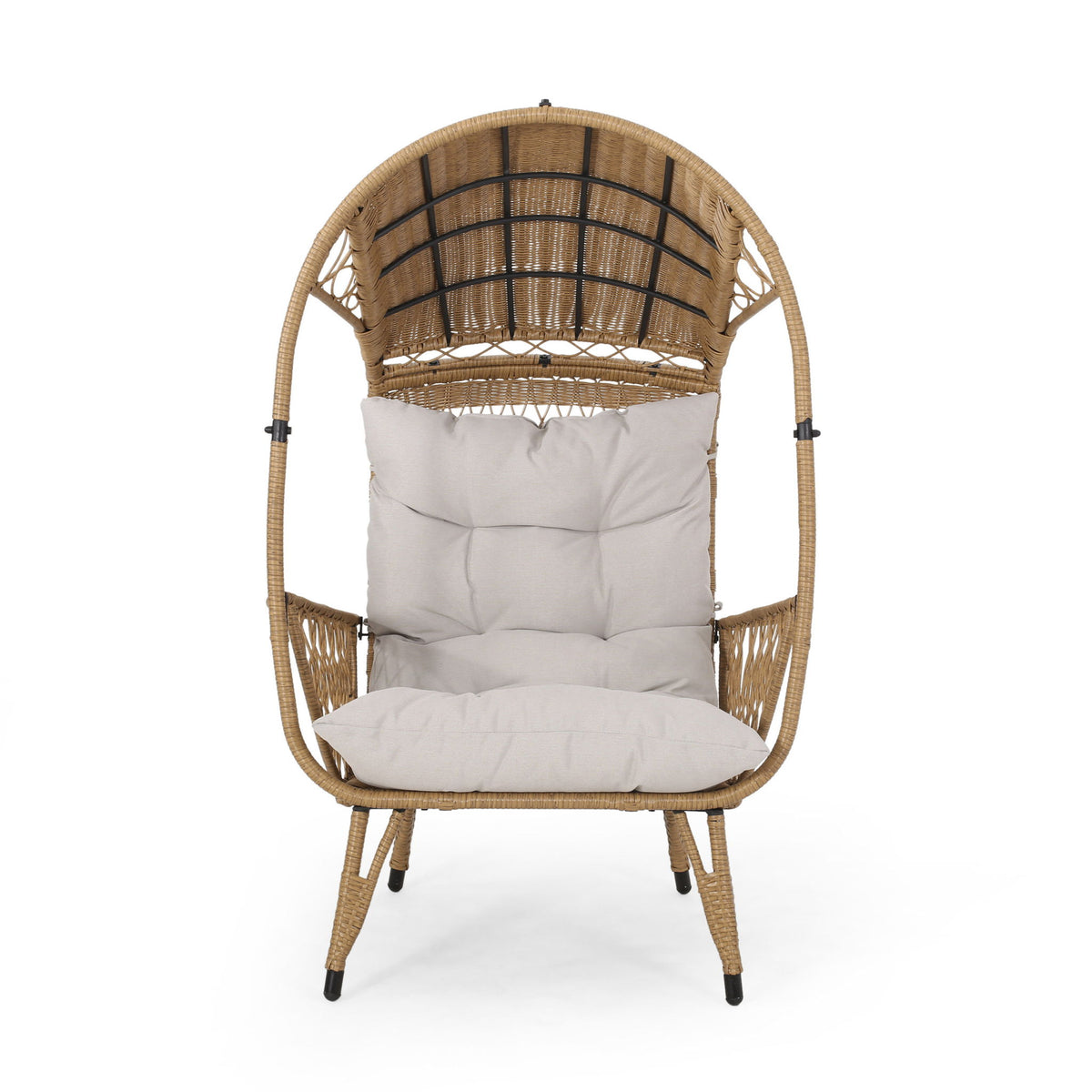 Outdoor Wicker Standing Basket Chair With Cushion - Brown