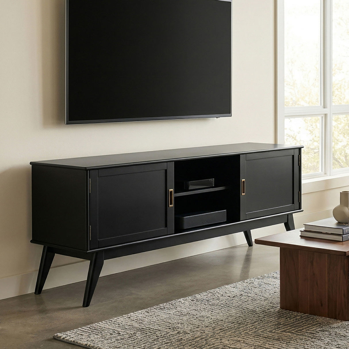 Draper - Handcrafted Mid Century Low TV Media Stand