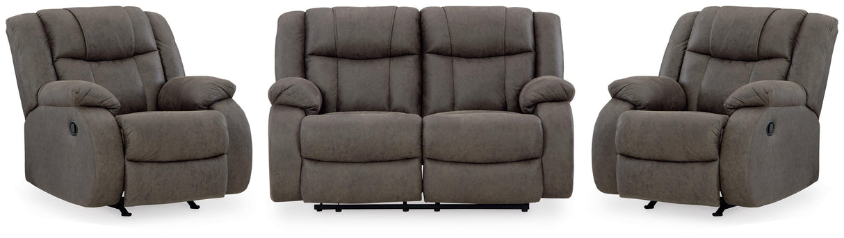 First Base Reclining Loveseat and 2 Recliners - 68804U3