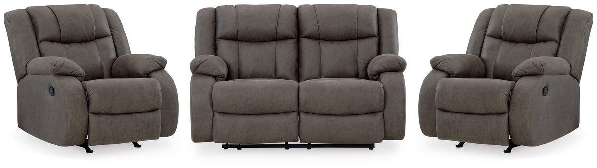 First Base Reclining Loveseat and 2 Recliners - 68804U3
