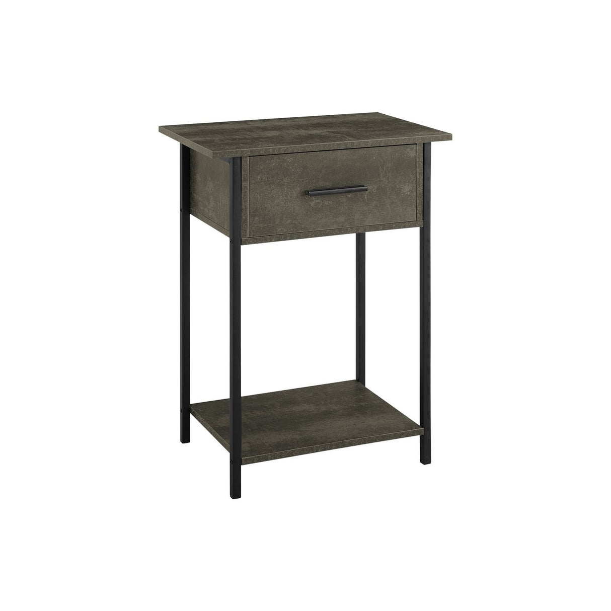 Contemporary 2 Tier Accent Table With Storage Drawer