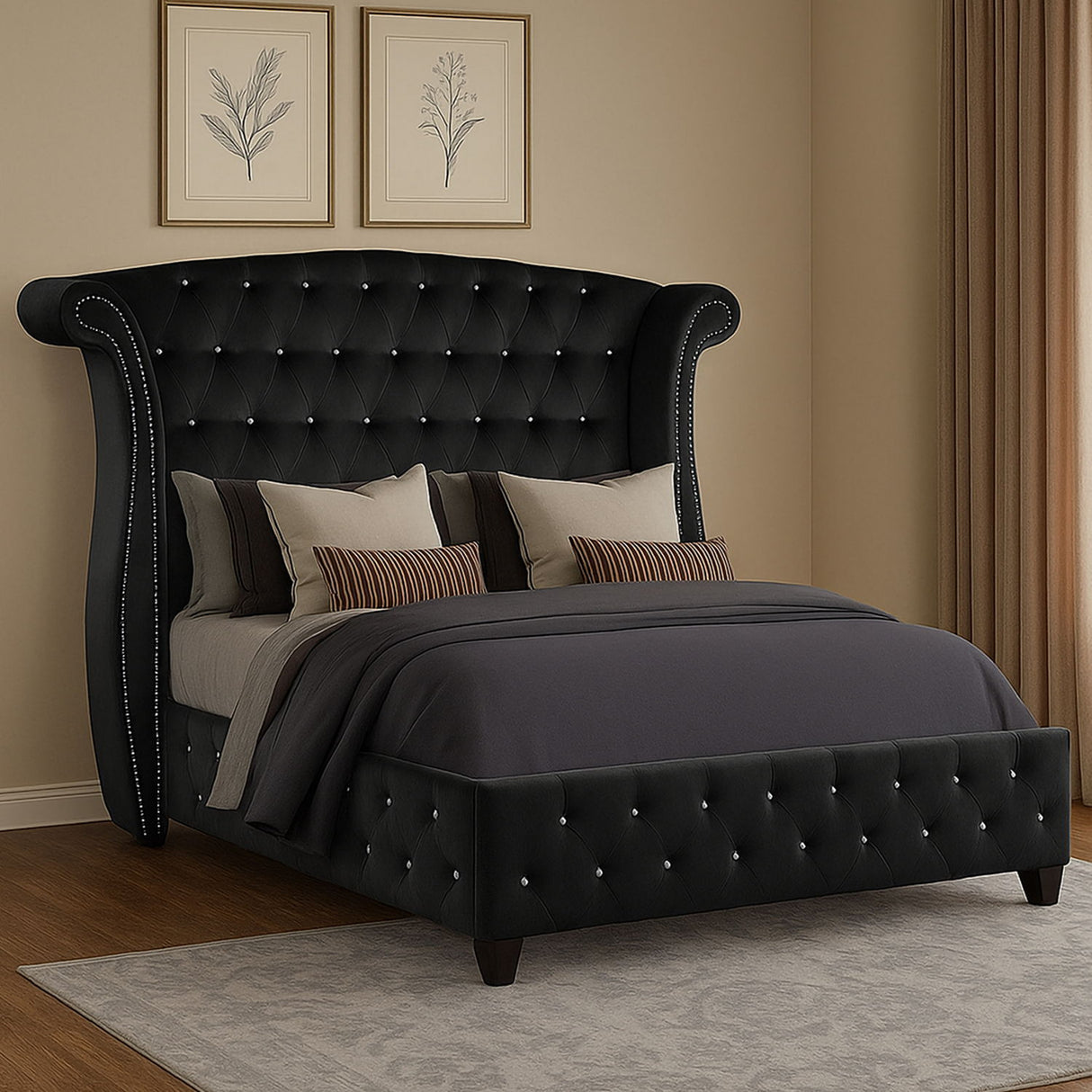 Sophia - Crystal Tufted Upholstered Bed