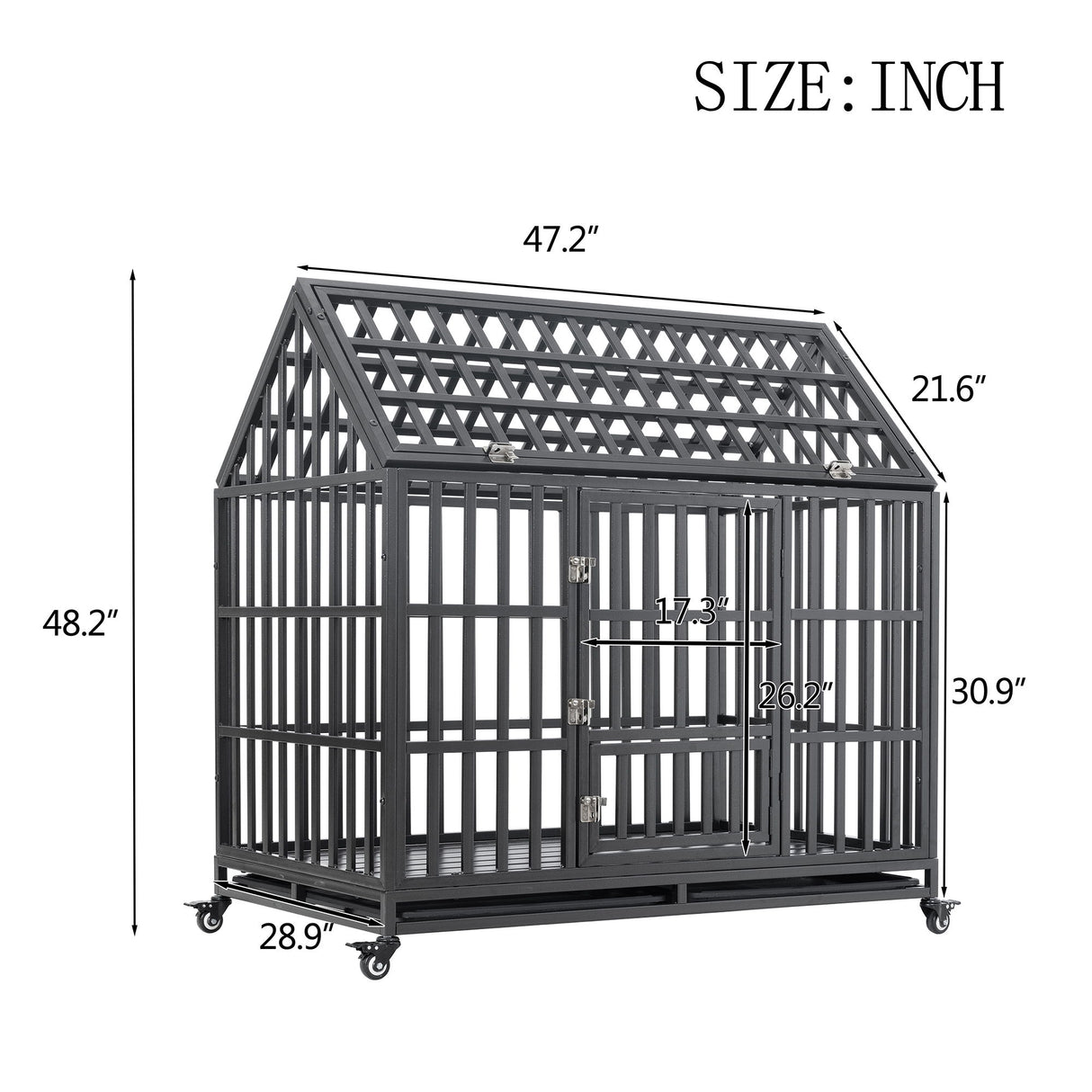 Heavy Duty Dog Crate Lockable Wheels