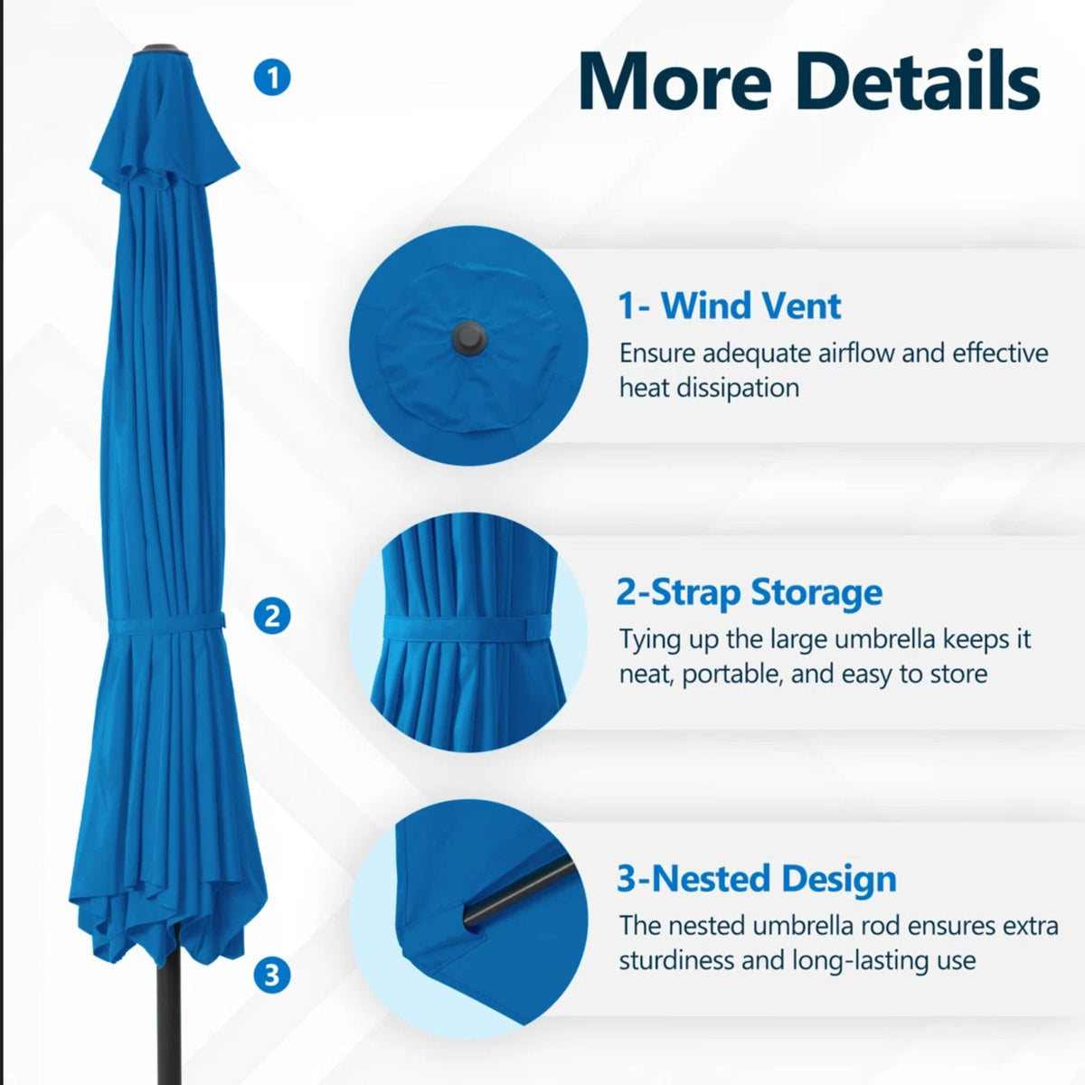 Market Patio Umbrella With Crank Lift And Tilt, UV Resistant Canopy For Pool (Without Base) - Blass