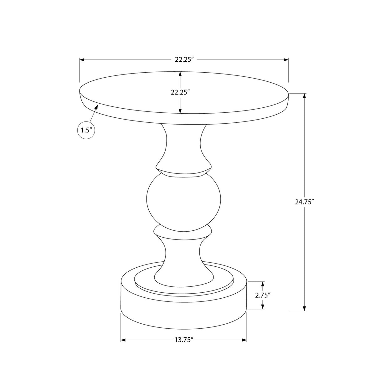 Round Accent Table, Indoor / Outdoor - Black