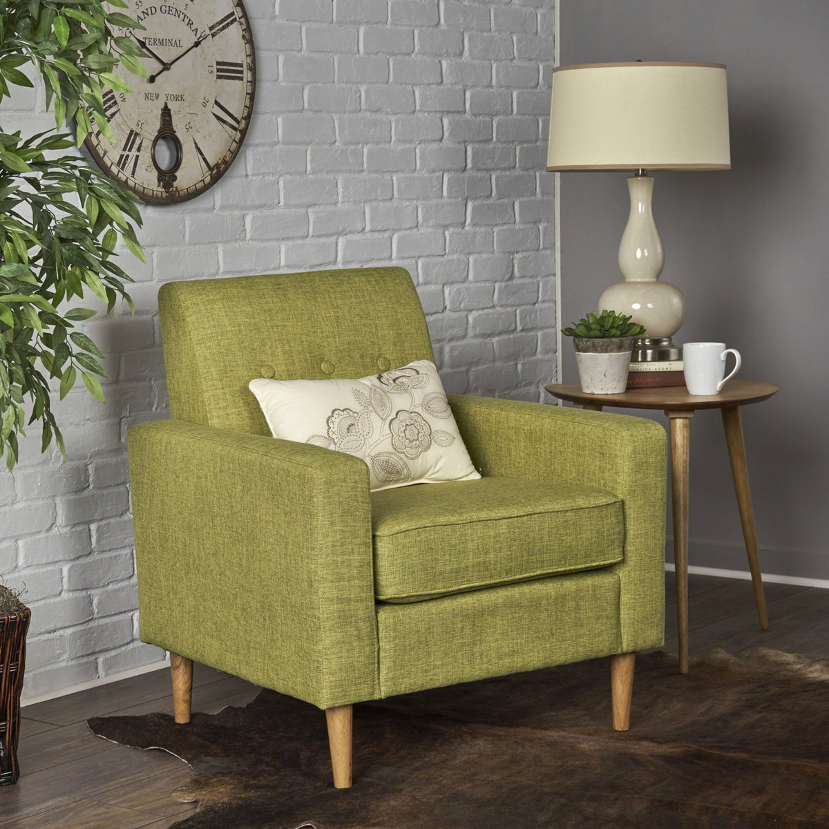Nebulize - Upholstered Fabric Club Chair With Button Tufted And Square Off Arm And Back